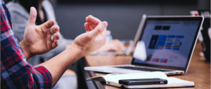Man presenting in meeting