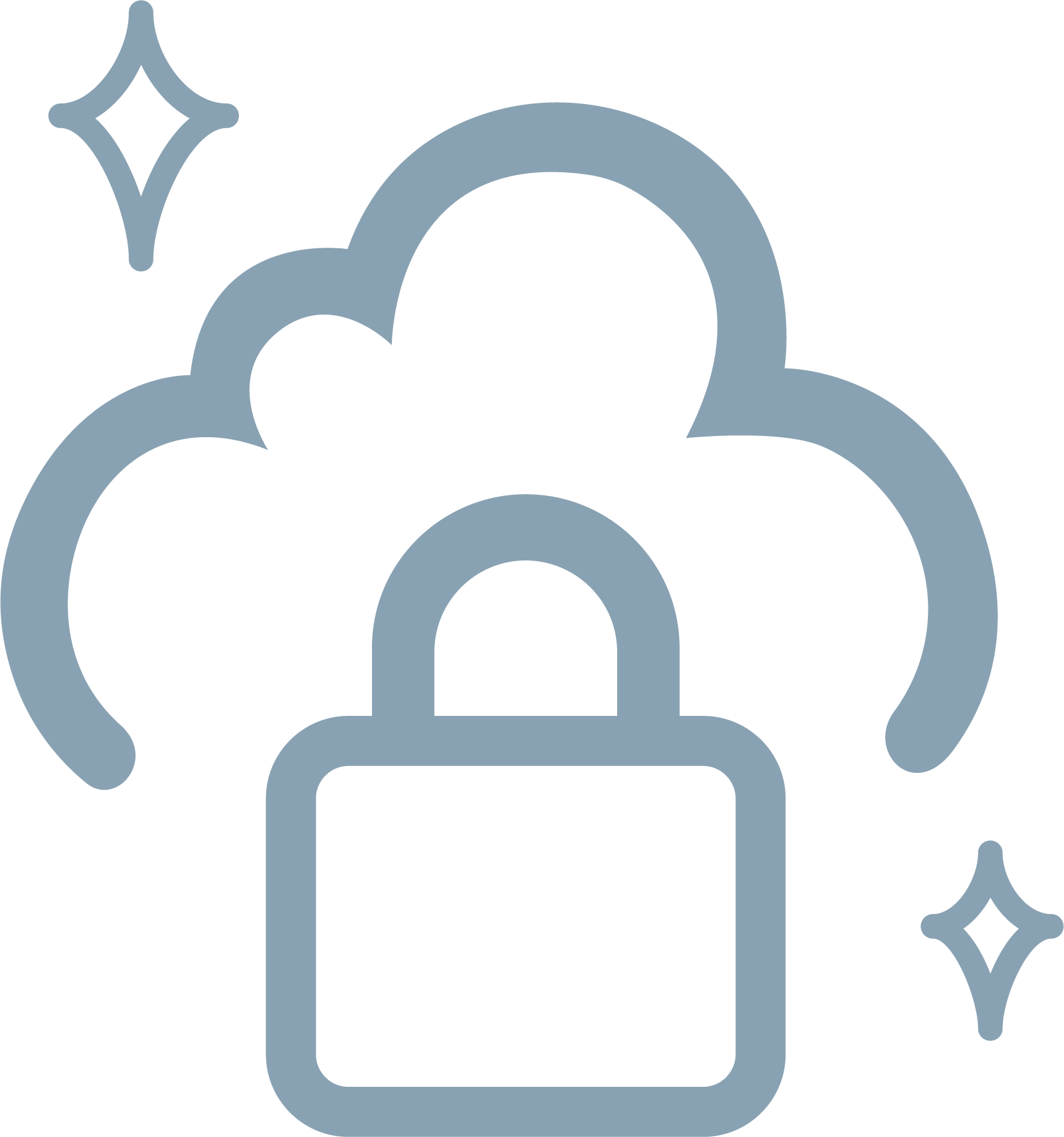 Data Storage Icon. Padlock underneath a cloud.