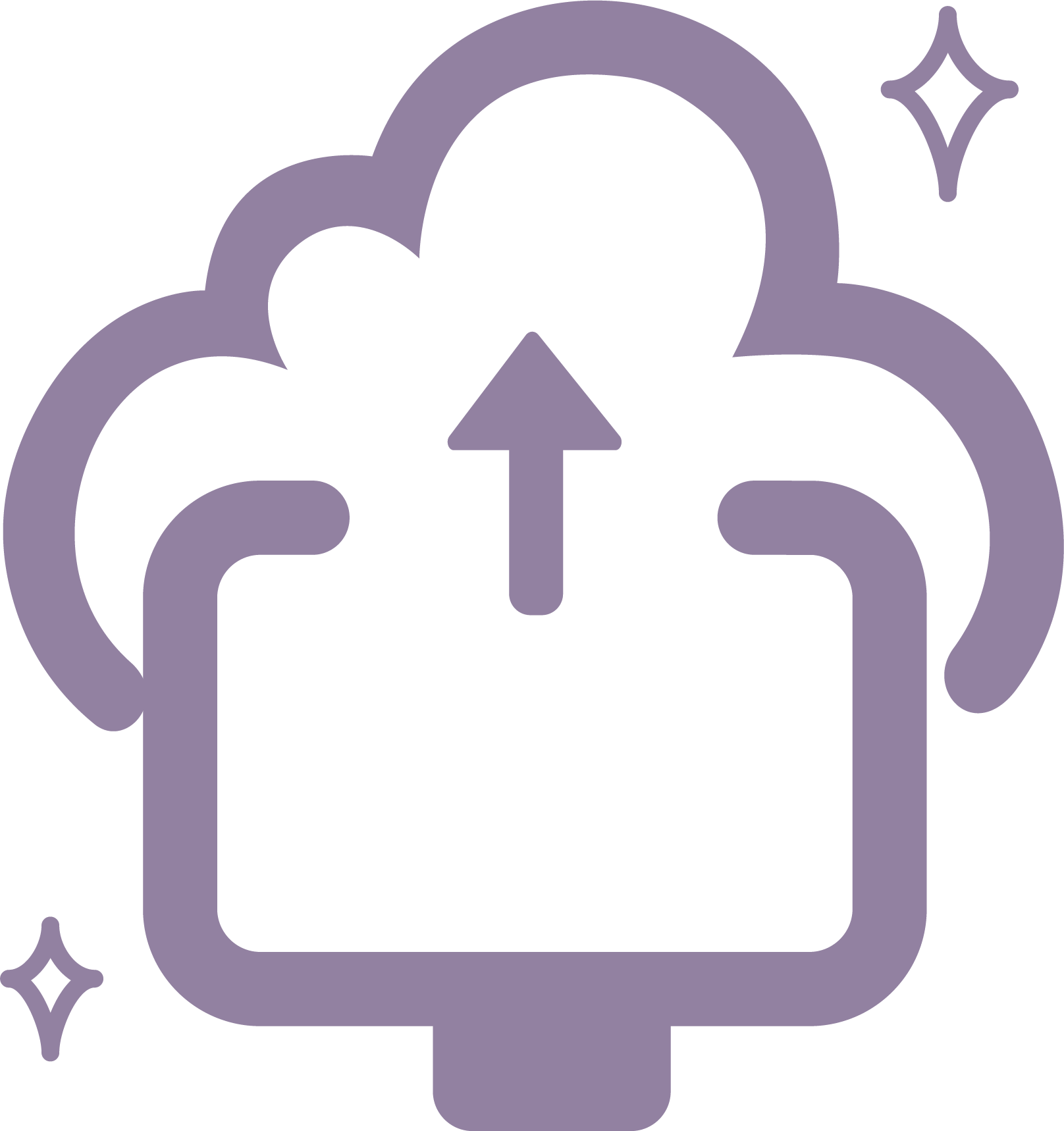 Date Transfer Icon. Computer screen with arrow pointing up to a cloud.