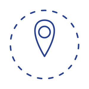 Geofencing icon of a location tag inside a boundary